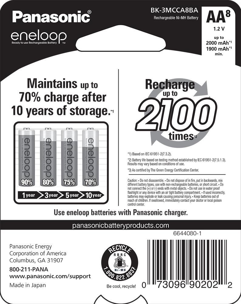 PANASONIC ENELOOP NEW 2100 AAA NiMH Batteries 12 Pack