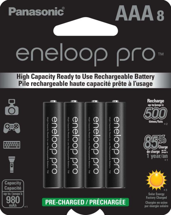 eneloop PRO 980mAh typical, 900 mAh minimum AAA 8