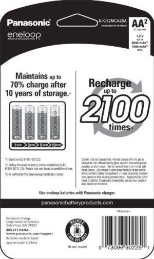 eneloop D Spacers with 2 AA eneloop 2100